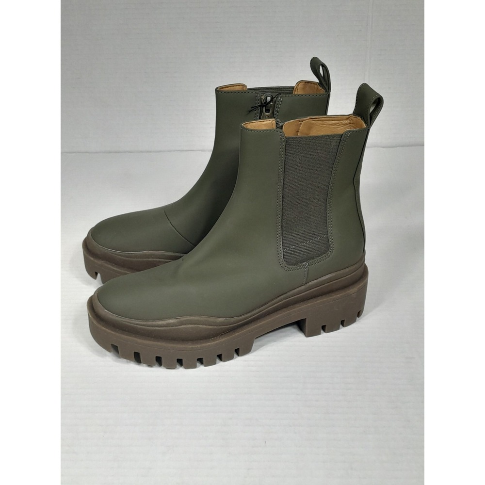 Vionic Karsen Lugged Sole Chelsea Boots Waterproof Bootie Shoes Women Sz 5 Green - Picture 2 of 15